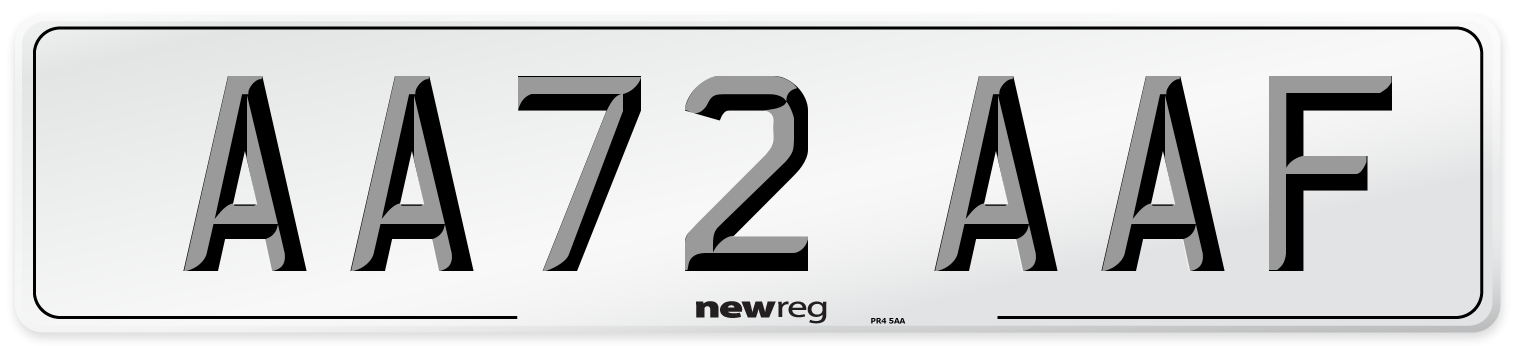 AA72 AAF Number Plate from New Reg